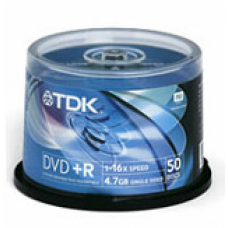 Диск DVD+R TDK 4,7GB, 16x, комплект  50шт, пластик. контейнер