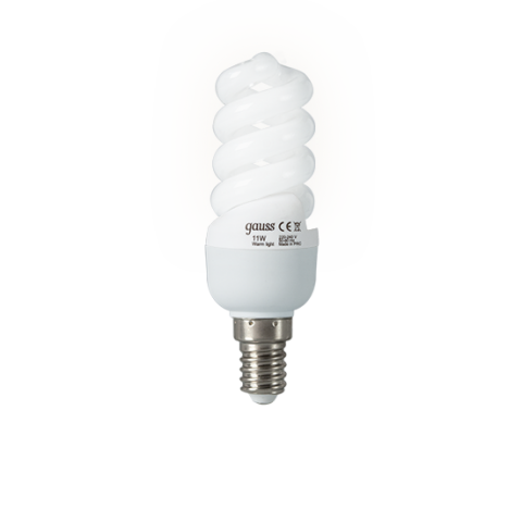Лампочки Энергосберегающие GAUSS Е-14 9wt (40Wt спираль, холодный свет)